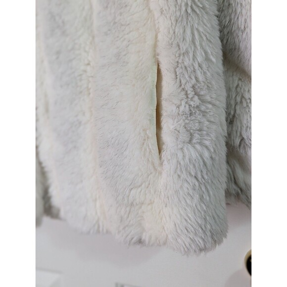 VTG Jordache Faux Fur Jacket Womens Large Cream Gray Pockets Lined Made in USA - Picture 5 of 13